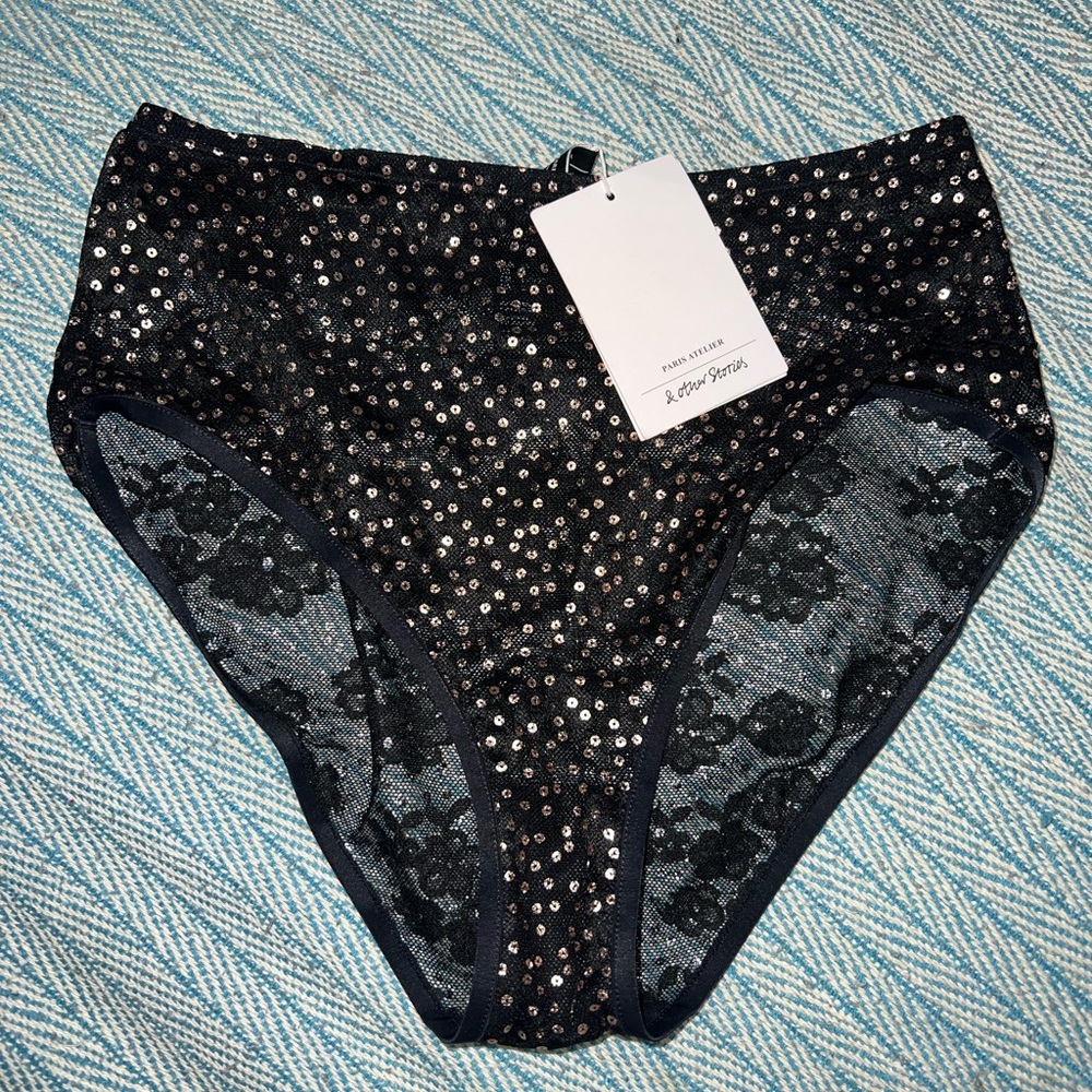 Sequin Lace Black Panties